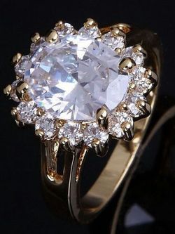 Ring yellow gold filled white sapphire