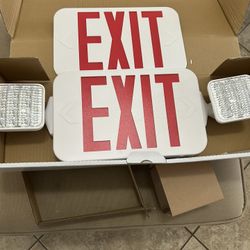 2 Exit Signs With Emergency Lights BRAND NEW