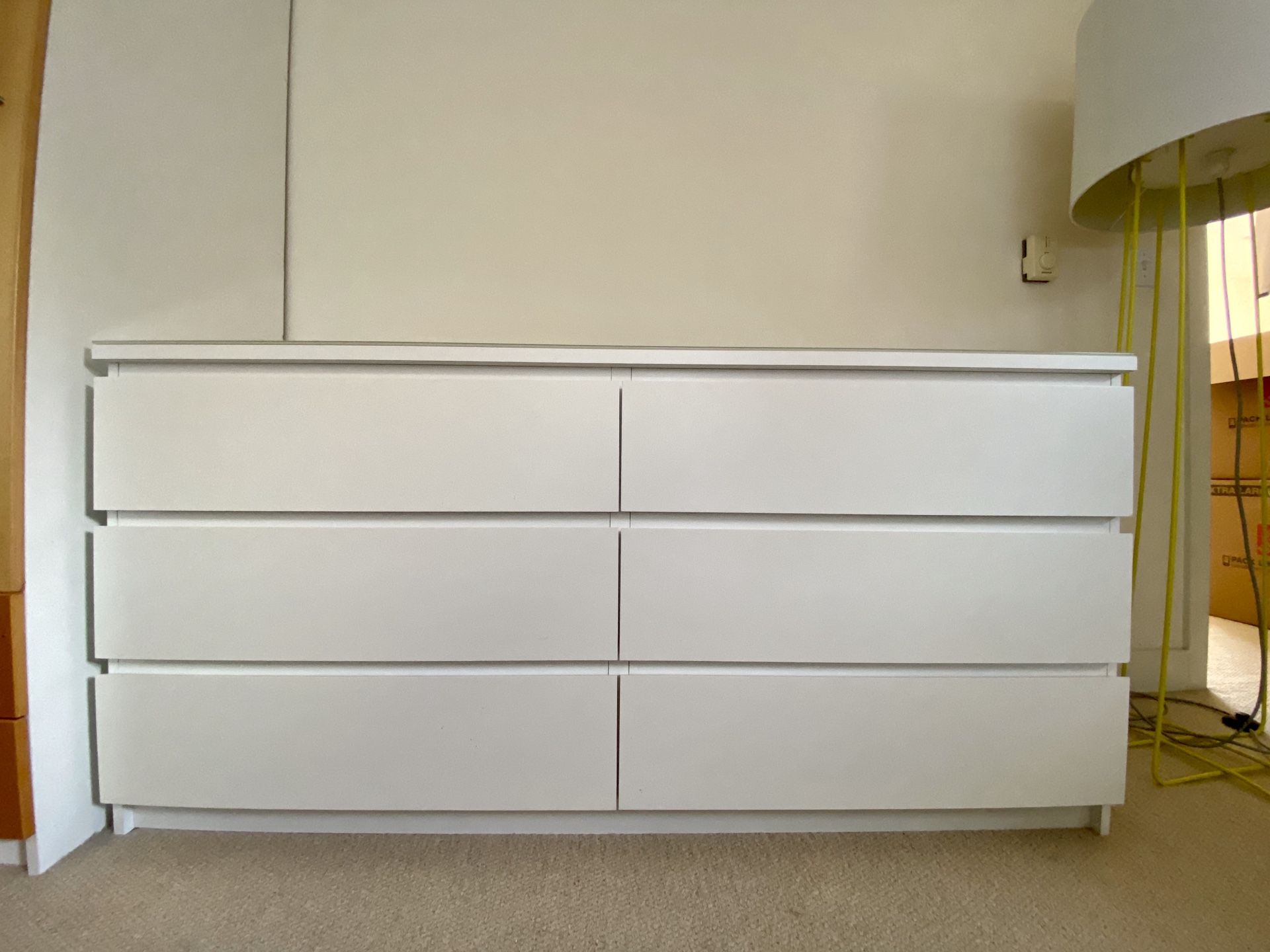 *PENDING PICK UP* IKEA MALM 6-Drawer Dresser (with glass top), White