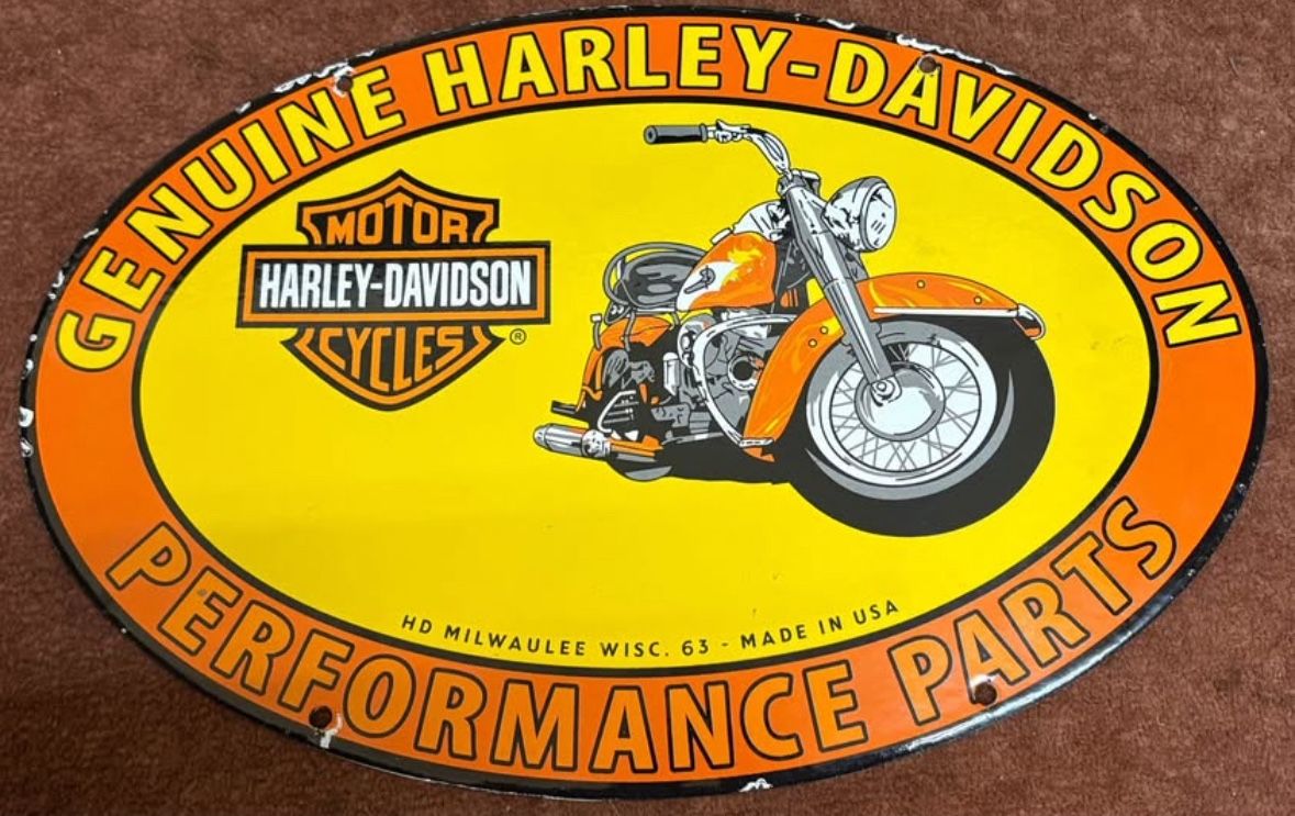 Harley-Davidson Vintage 1963 Original Porcelain On Steel Service Sign