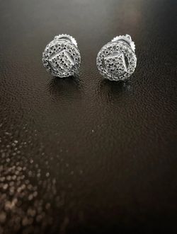 Square Cluster Center Round Halo Moissanite mens 925silver earrings