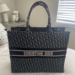 Christian Dior Large Book Tote Navy Blue
