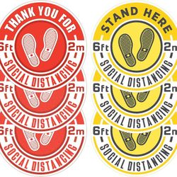 12-Inch Social Distancing Floor Decals (12 Inch, 6 Pack

