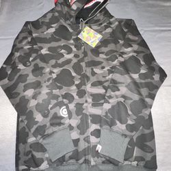 By Bathing Ape Gray Camo Bape Hoodie Size M (Brand New)