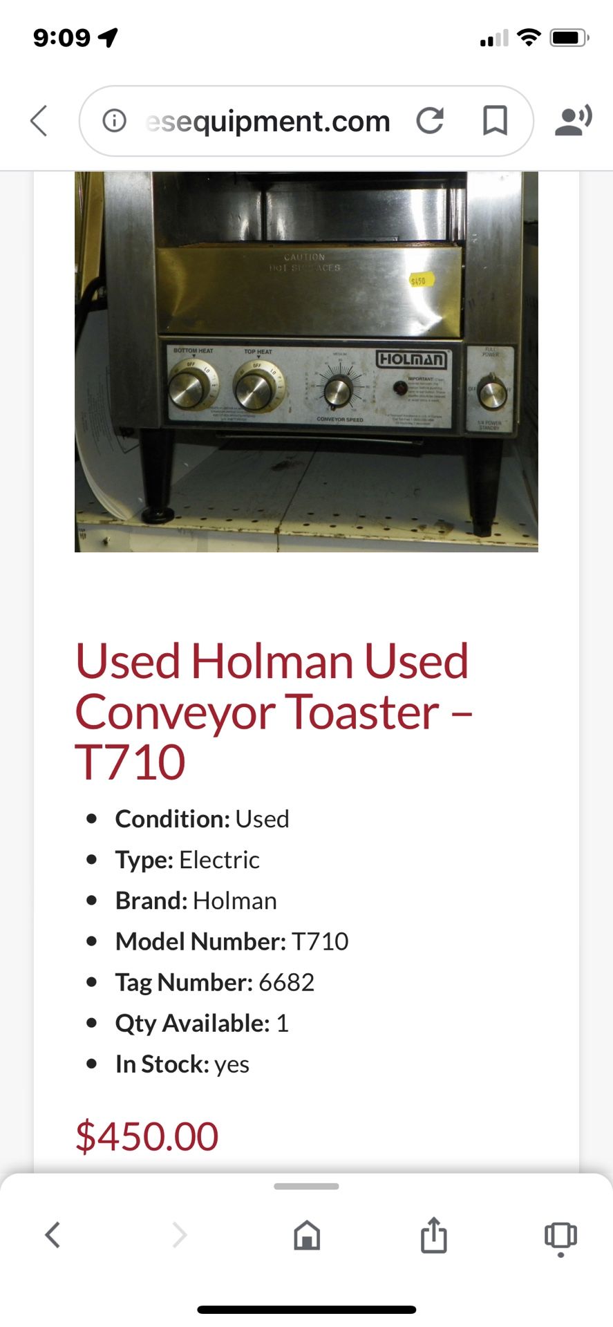 Holman Commercial Toaster 220V