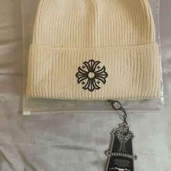 White Unisex Chrome Heart Beanie