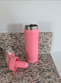 Pink and blue and white Insulated Stainless Steel Water Bottle with Straw Lid