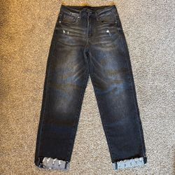 Risen Black Washed Distressed Denim Jeans