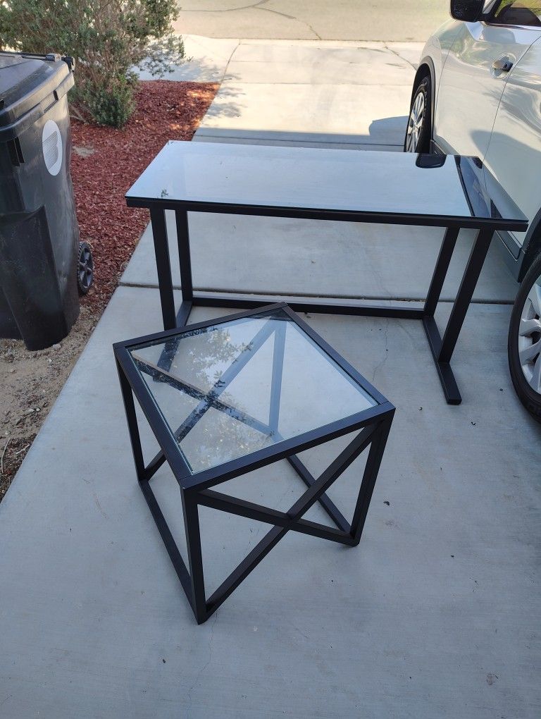 Beautiful Glass Desk with Glass Side Table - $99 OBO