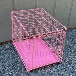 Pink 1 Door Folding Wire Pet Dog Crate