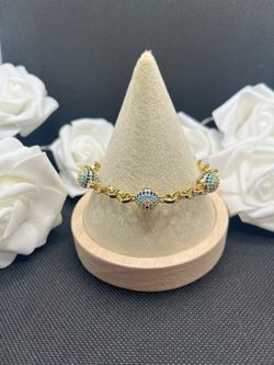 Gold plated 14k Evil Eye Chain Bracelet