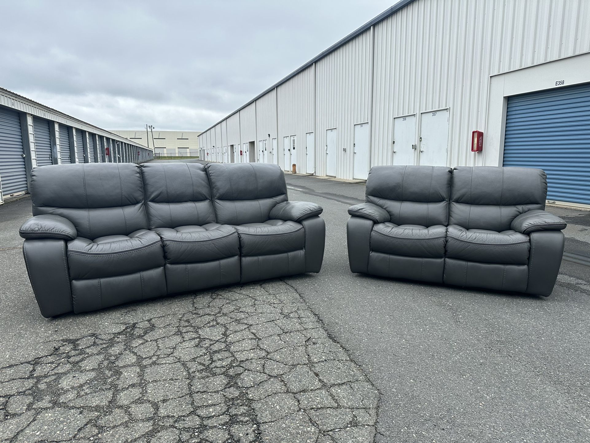Power Reclining Gray Sofa & Loveseat (Free Delivery!)