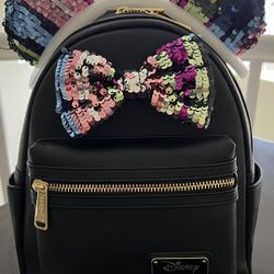 New Loungefly Minnie Black Sequin Backpack
