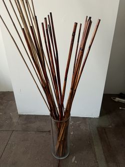 Glass Vase with Bamboo Sticks