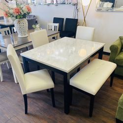 5Pc White Dining Table Set 