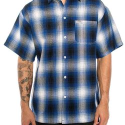 Caltop 1000 S/S Plaid Blue Black And White 2xL