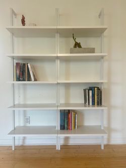 5-Tier Wall-Mounted Ladder Bookshelf – White (x2 available)
