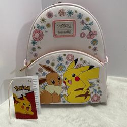 Loungefly Pokemon Pikachu and Eevee Floral Mini Backpack
