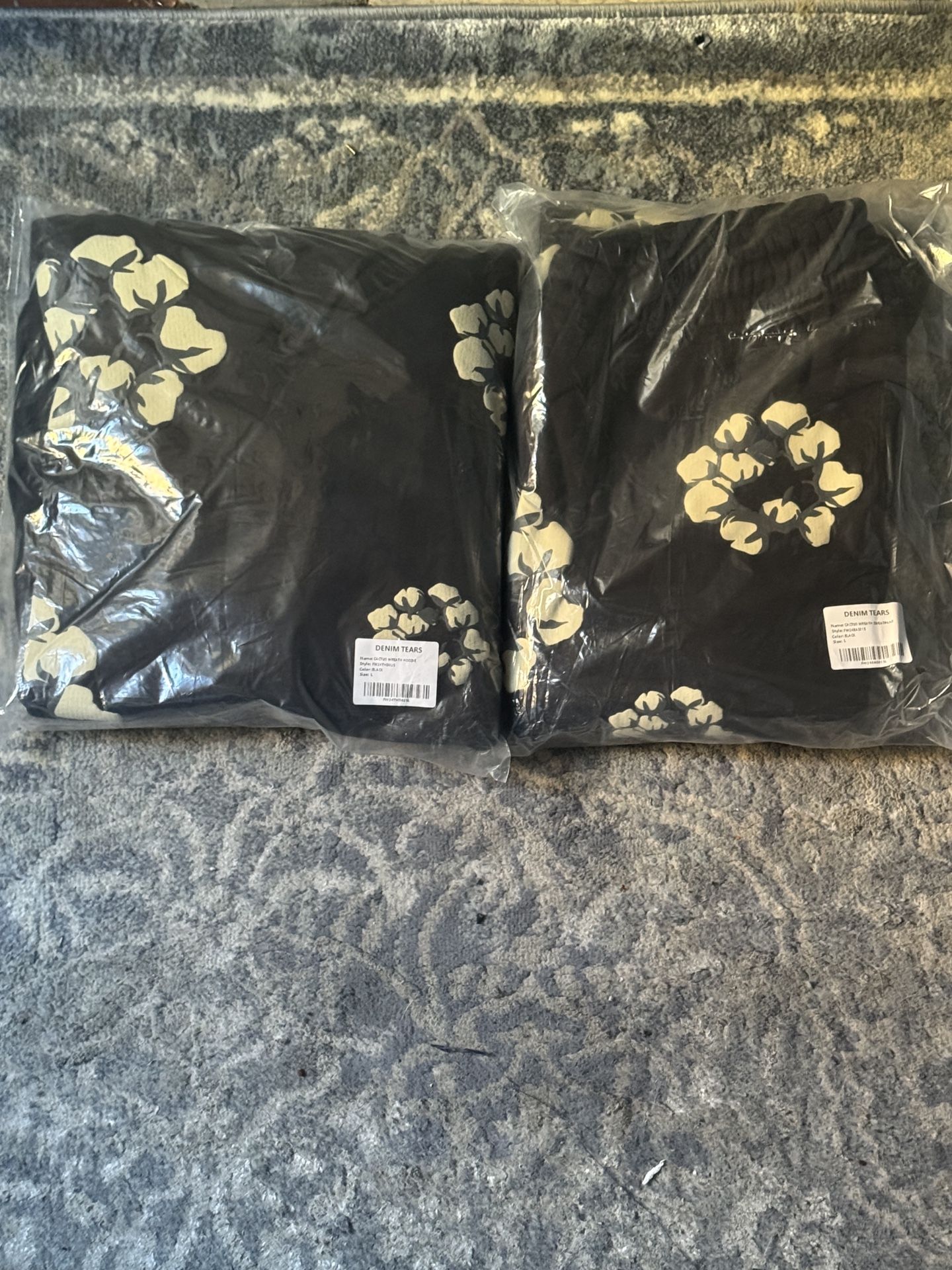 Denim Tears Black Cactus Wreath Hoodie & Pants Set L