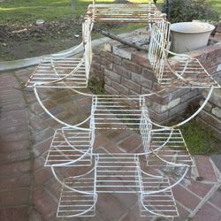 Original Vintage Mid Century plant stand white painted metal frame