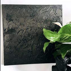 Black Handmade Modern Contemporary Plaster Art