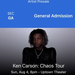 ken carson Chaos Tour ticket