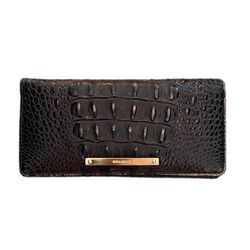 Brahmin Ady Cocoa Melbourne Crocodile Embossed Leather Wallet