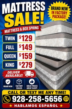 New Mattress & Box Spring Set all sizes