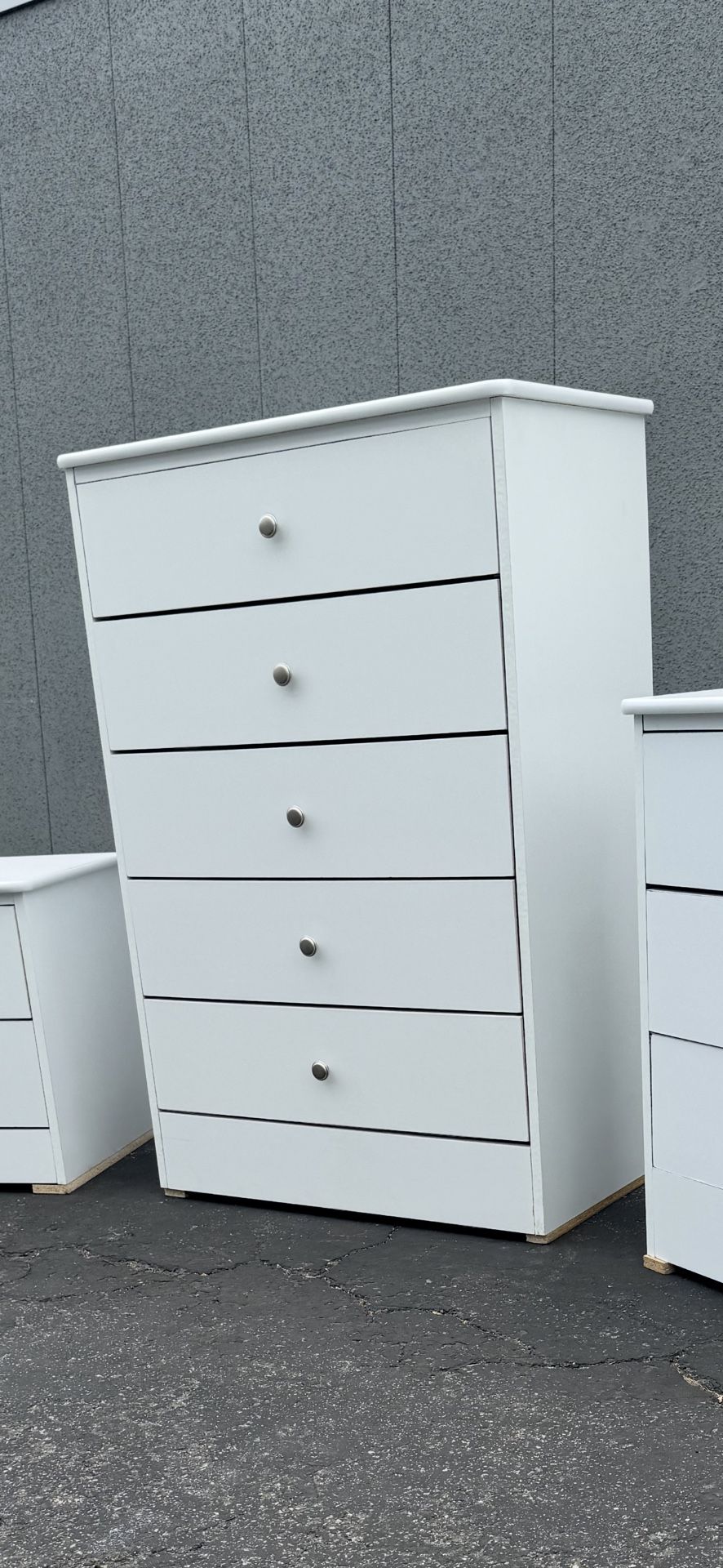 White Chest Five Drawer Dresser