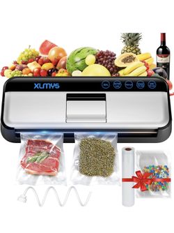 Vacuum Sealer Machine,Full Automatic Food Vacuum Sealer (95KPA), 8 in 1 Sealers Vacuum with 5Sealer Bag 1Roll Bags Set,Air Sealing System for Dry/Mois