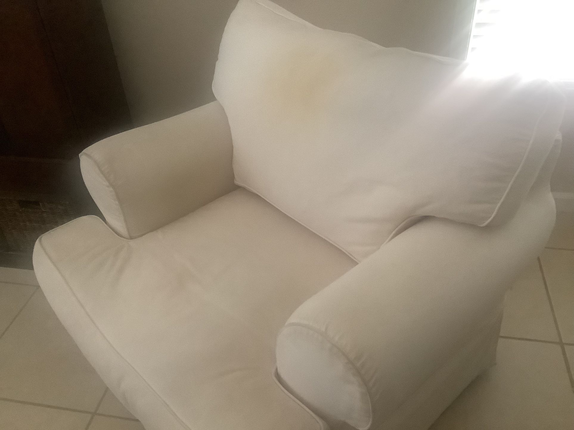 White Roll Arm Chair