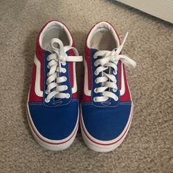 Like New Condition Kids Vans Blue Red White Size 1