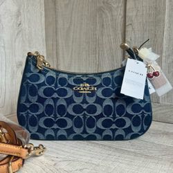 NWT Coach Denim Cherry Teri Bag