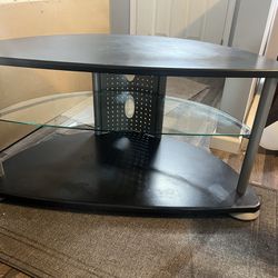 Tv Stand - With Glass Shelving - Fits Up To A 43” Tv 