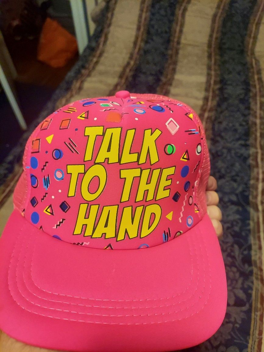 Talk to the hand retro pink ball cap hat