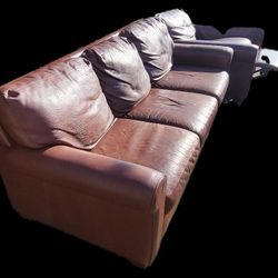 "American Leather" Couch Set With Recliner And Ottoman
