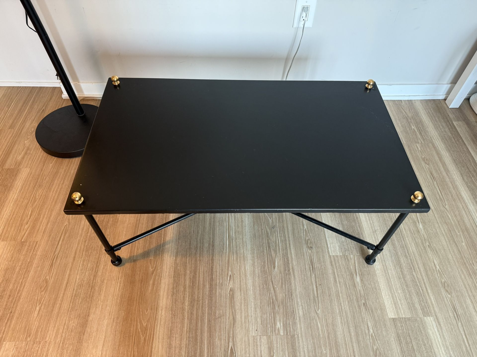 Black Metal Coffee Table with Gold Corners β Modern, Sturdy