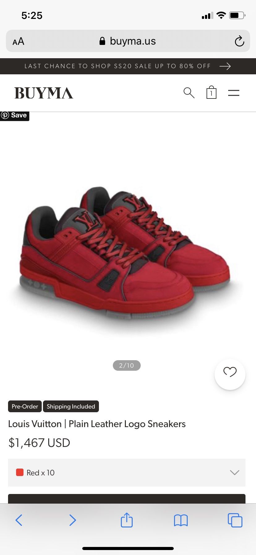 Louis Vuitton-Plain Leather Logo Sneaker