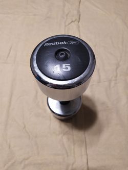 One Reebok Dumbbell - 15 lbs - Round Head