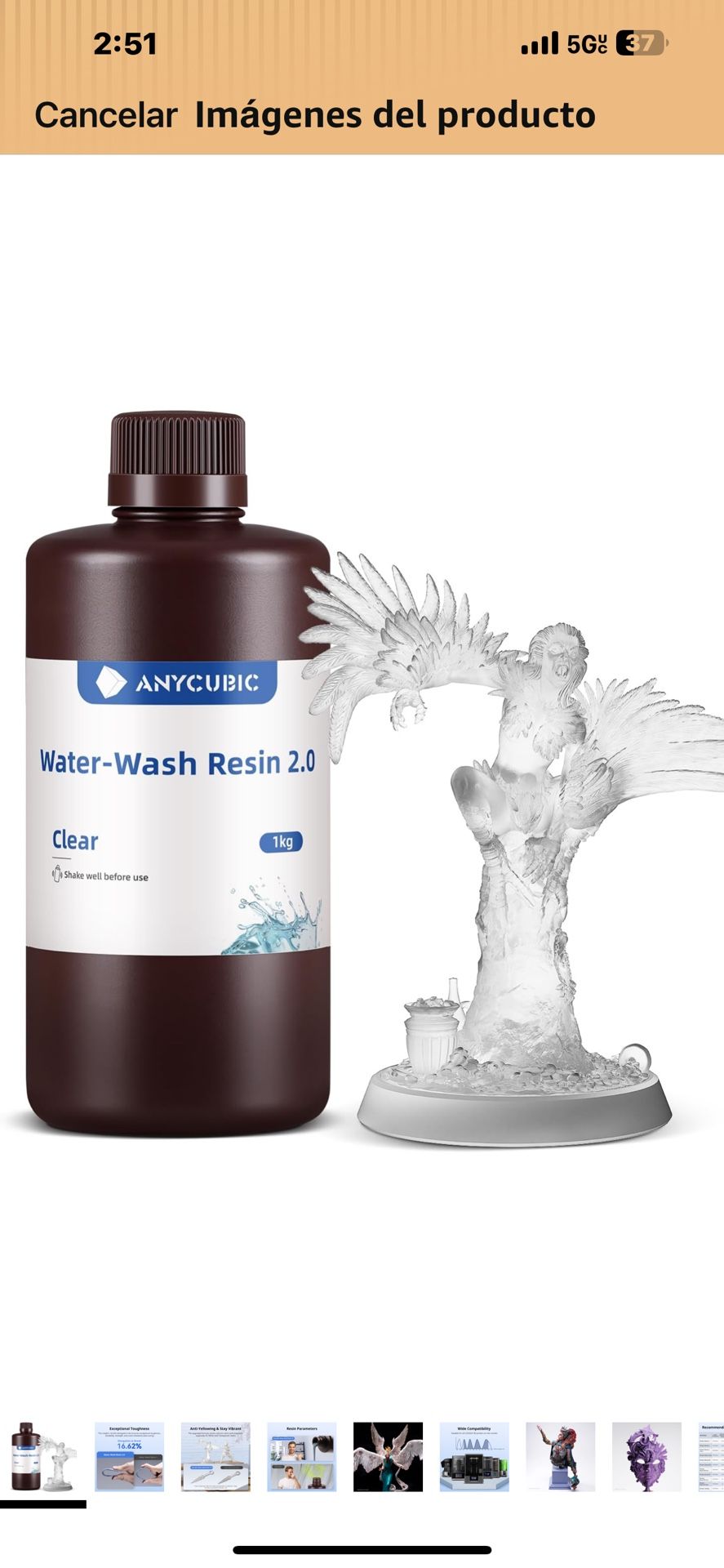 Anycubic Water Wash Resin Clear