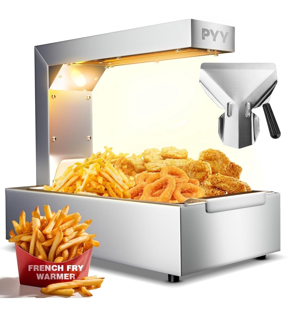 Commercial Food Heat Lamp Food Warmer Light 122°F Free-Standing Warming Fry Dump Station Countertop Fries Warmer Commercial Food Warmer