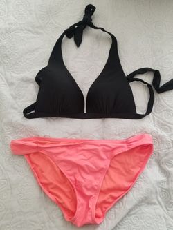 Black and coral bikini