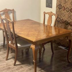 Queen Anne Style Extension Dining Table & Dining Chair Set, 3