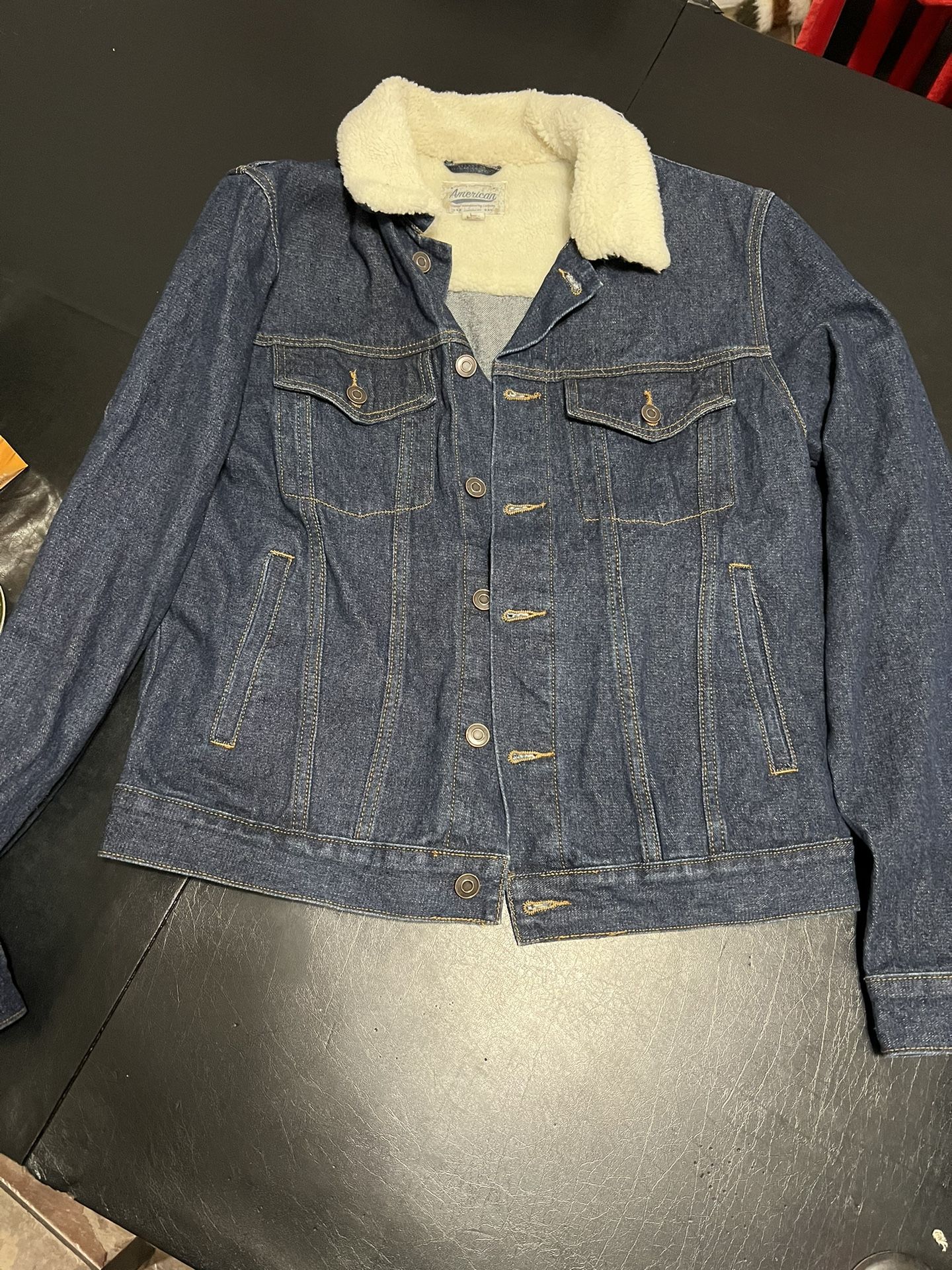 Denim Sherpa Jacket Mens Small