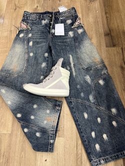 Rick Owens High-Top Sneakers Grey White — New