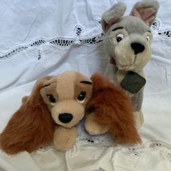 Vintage Disney The Lady and the Tramp 2 Scamp Collette Plush Pair Stuffed Animals