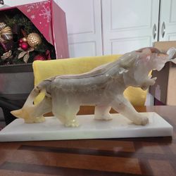 Onyx/Alabaster Tiger Sculpture