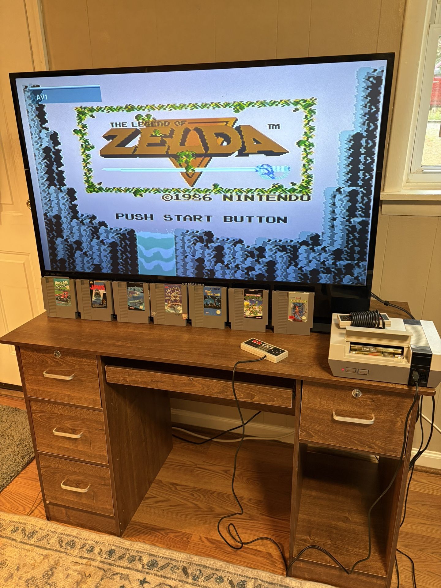 Original Nintendo, 8 Games, 46” Samsung TV, And Desk