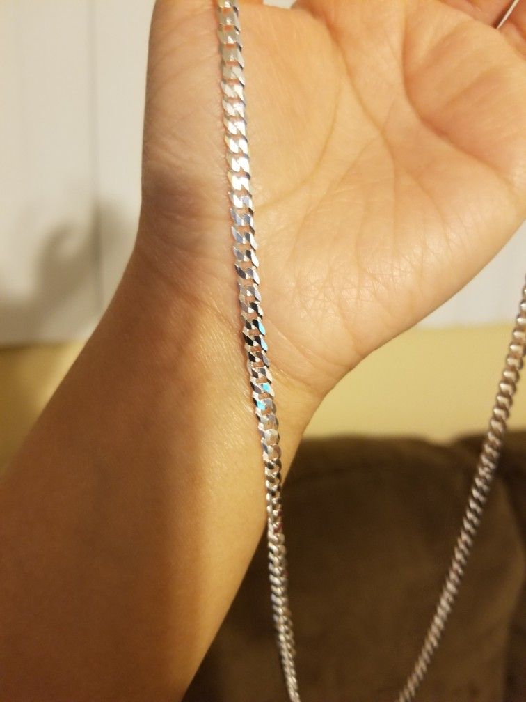 Italy 925 Solid Sterling Silver Cuban Link Bracelet 7.5" & Necklace 20" Set Unisex Plata Italiana 925 Pulsera Cubana 7.5" & Cadena 20" Unisex