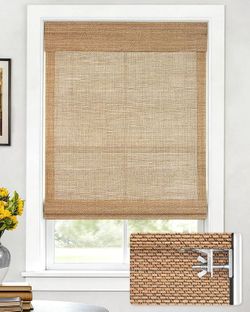 LazBlinds Cordless Bamboo Roman Shades — 34x64 Brown